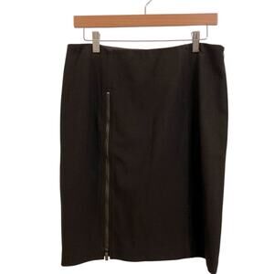 Worth New York Black Front Zipper Pencil Skirt Size 10 Office Siren